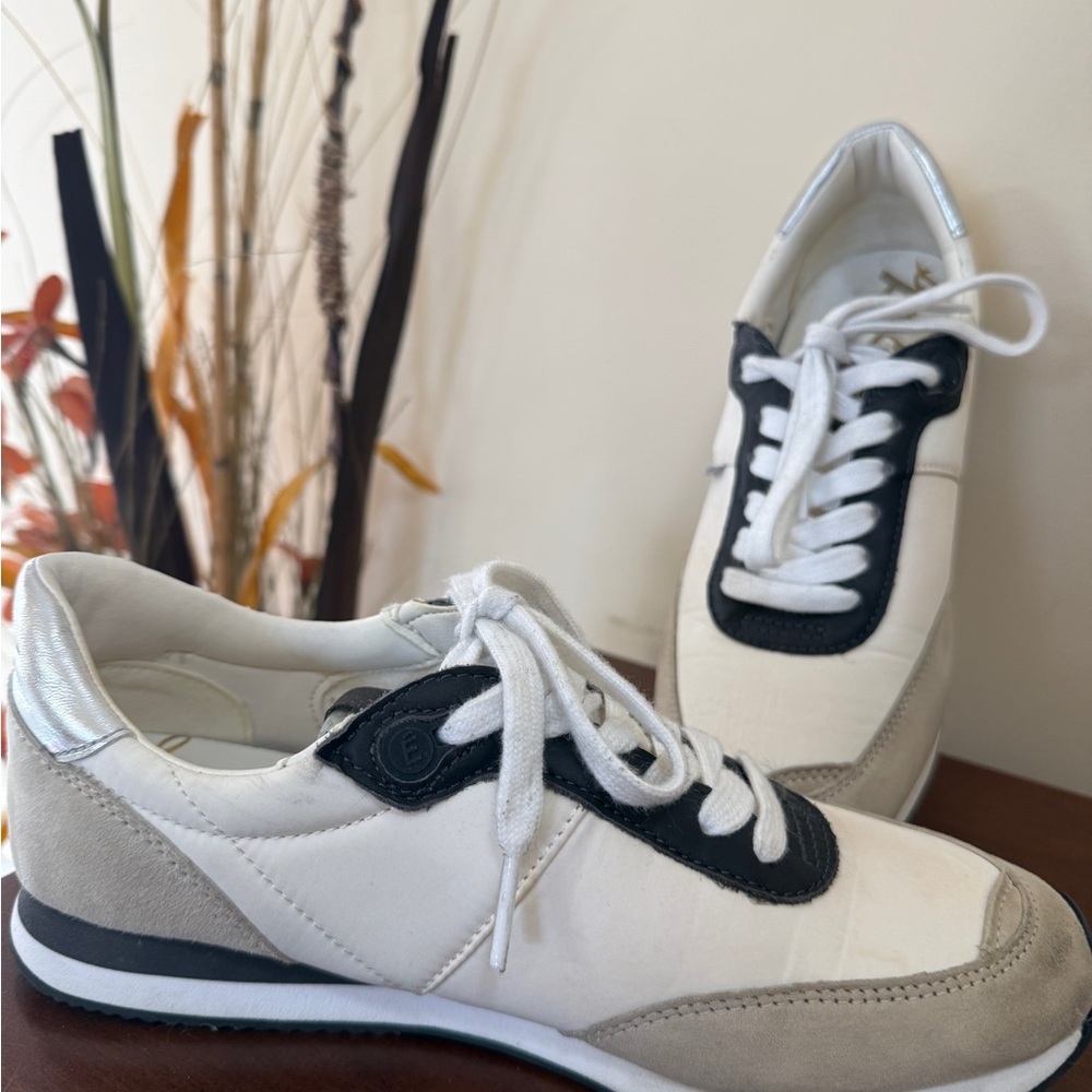 Sam Edelman Reve White, Black and Gray Women’s Lace-Up Sneakers